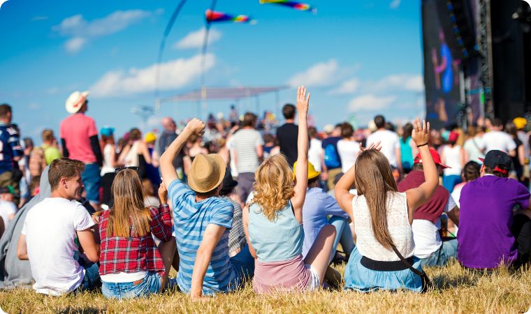 people enjoying the BBK Music festival in Bilbo Spain